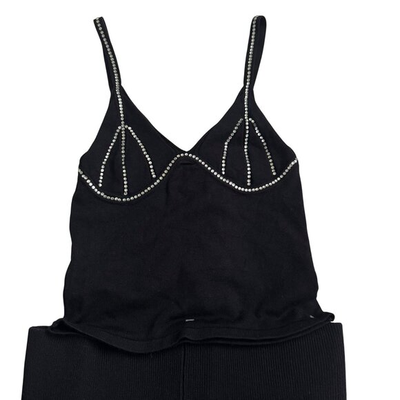 I.AM.GIA Black Knit Embellished Womens Set pant/top sz XXS black flared nwot - Picture 4 of 15